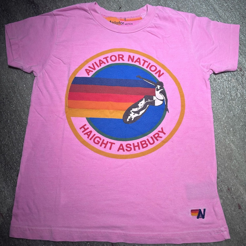 Aviator Nation Kids Hot Pink Graphic T-Shirt (Size 8)